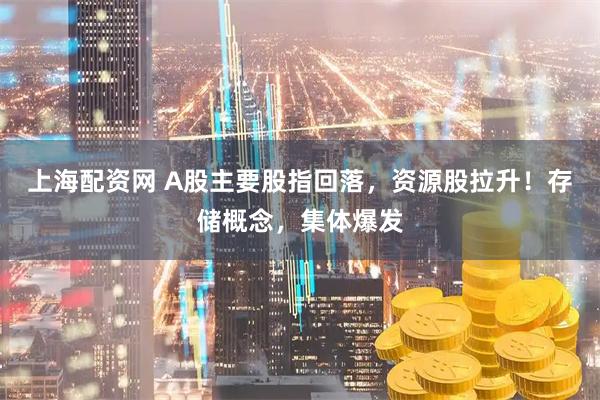 上海配资网 A股主要股指回落，资源股拉升！存储概念，集体爆发